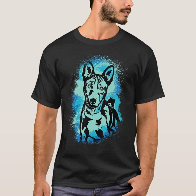 Camiseta Basenji Paint Blue Design Dog Mom Dad (Frente)