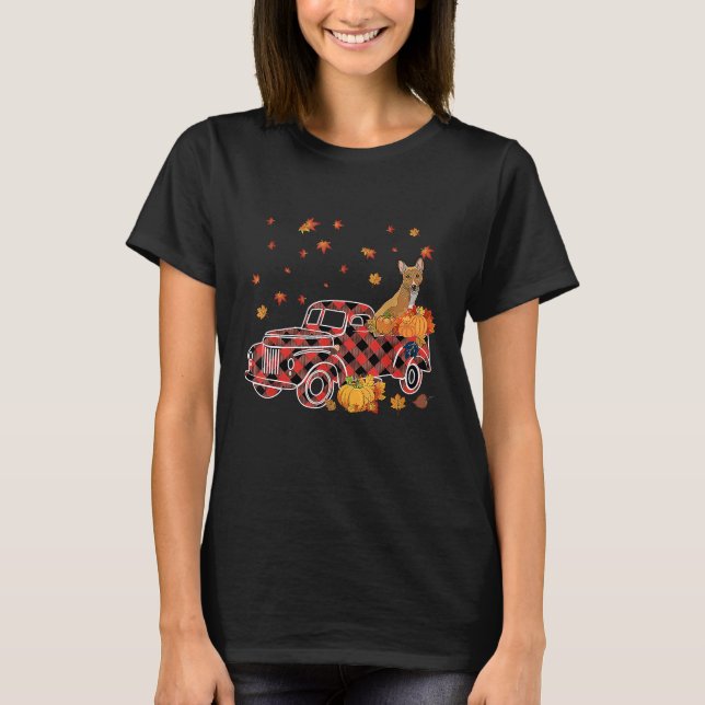 Camiseta Basenji Riding Leopard Plaid Truck Thanksgiving (Frente)