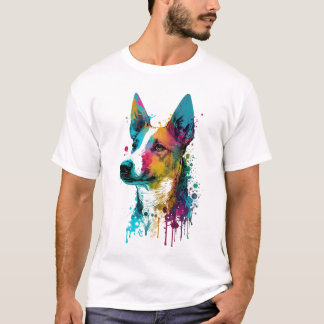 Camiseta Basenji - Splash de Tinta Néon de Grafite