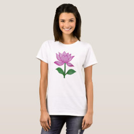 Camiseta básia mujer, con flor rosada