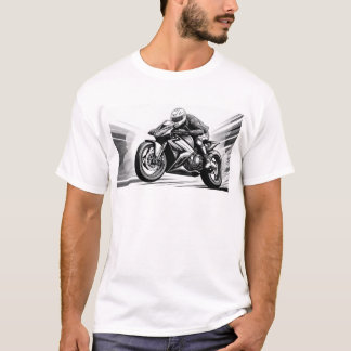 Camiseta Basic weißes T-Shirt mit Biker-Print