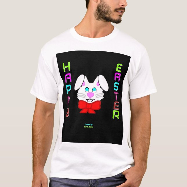 Camiseta Básica Branca de Coelhinhos da Páscoa (Frente)