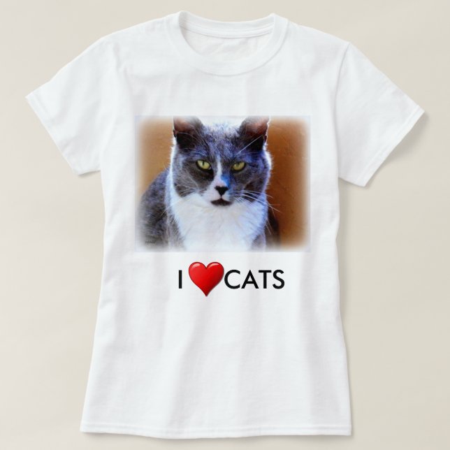 Camiseta Básica Branca Feminina Love Cats (Frente do Design)
