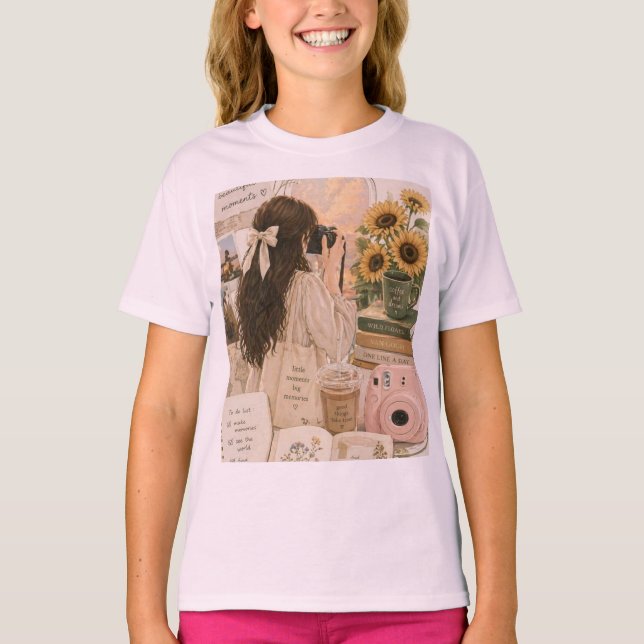 Camiseta básica cor rosa bebê misturada. (Frente)