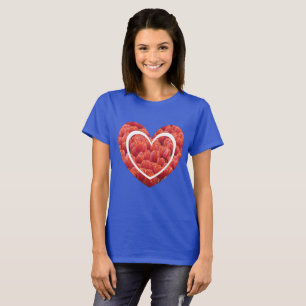 Camiseta Básica Coração Campo de Tulipas Vermelhas