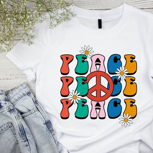 Camiseta Básica da Mulher da Paz Retro dos anos 70 (Criador carregado)