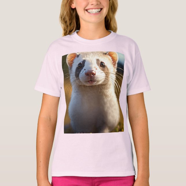 Camiseta Básica das Crianças de Silver Ferret (Frente)
