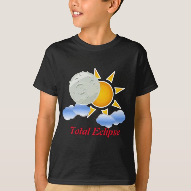 Camiseta Básica das Crianças Eclipse Sun e Moon (Frente)