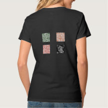 Camiseta básica das irmãs Stella com códigos QR na