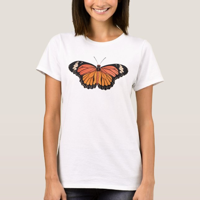 Camiseta Básica das Mulheres da Borboleta Monarch (Frente)