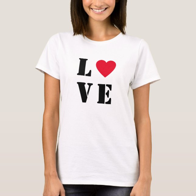 Camiseta Básica das Mulheres do Coração de Amor (Frente)