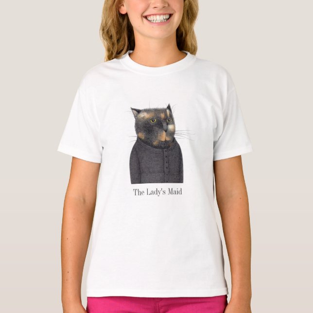Camiseta Básica Das Raparigas CAT, DA LADY (Frente)