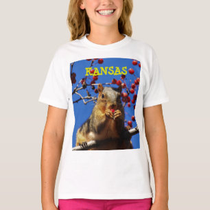 Camiseta Básica das Raparigas do Esquilo Kansas Fo