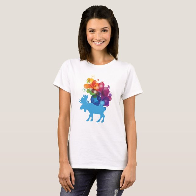 Camiseta básica de abstrato Moose para mulheres (Frente Completa)