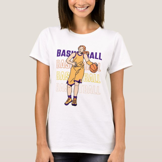 Camiseta básica de basquete feminina em branco (Frente)