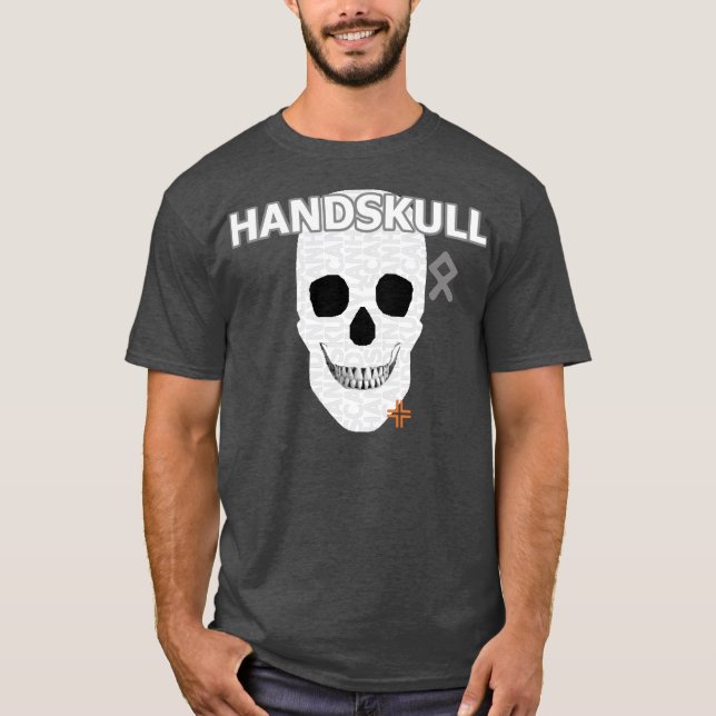 Camiseta básica de cabeça de mão HANDSKULL B2 (Frente)