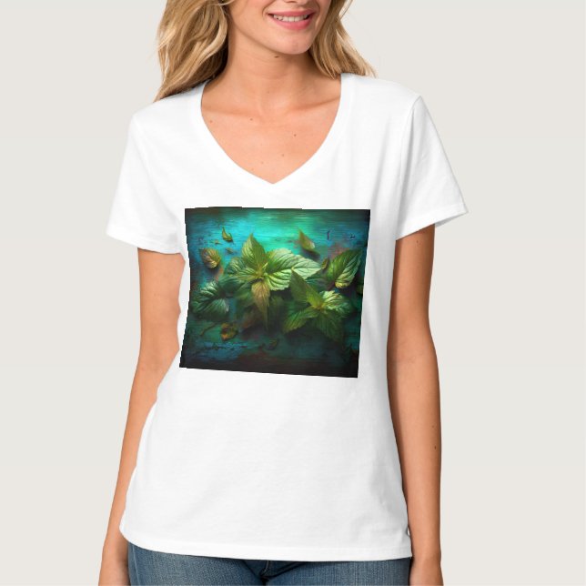 Camiseta básica de camiseta-do-pescoço-feminino (Frente)