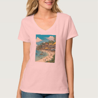 Camiseta básica de camiseta-do-pescoço-feminino