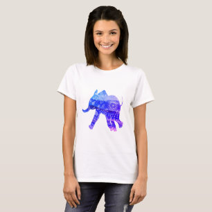 Camiseta básica de elefante Mandala, Branco