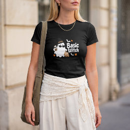 Camiseta Básica de Fantasma de Bruxa | Design Glam