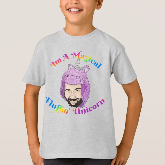 Camiseta Básica de Filhos de Fluffin Unicórn (Frente)