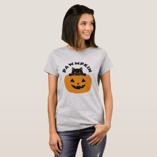 Camiseta Básica de Gata de Halloween