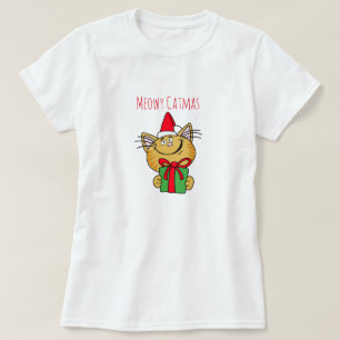 Camiseta Básica de Gato-de-Natal