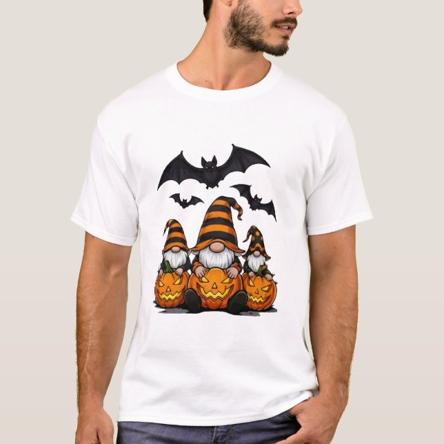 Camiseta Básica de Gnome de Halloween (Frente)