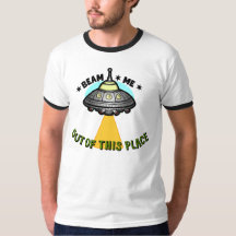 Camiseta Básica de Homem com Feixe de Nave Alieníg