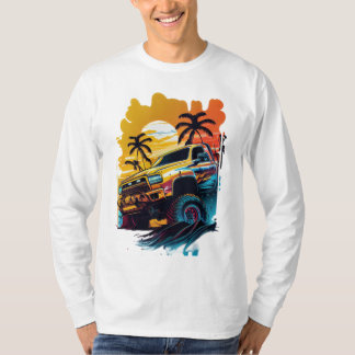 Camiseta básica de manga comprida de carro masculi