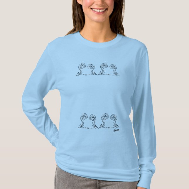 Camiseta Básica de Manga Longa : Flores de Primave (Frente)