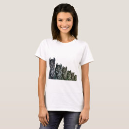 Camiseta básica de mulheres, arte sobre cavalos br