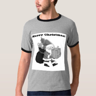 Camiseta Básica de Natal Impressa Cinza/Preta 2X