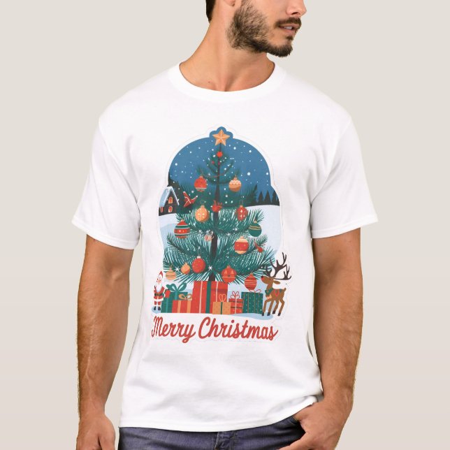 Camiseta básica de Natal masculino: Na moda Novo m (Frente)