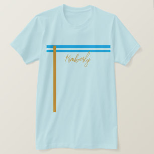 Camiseta Básica de Nome Personalizado Azul Céu Cla