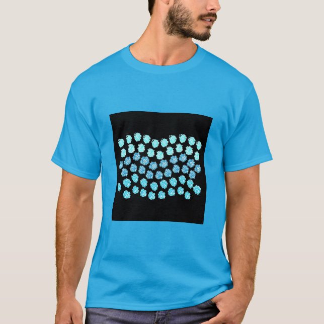 Camiseta básica de ondas azuis (Frente)