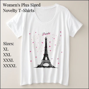 Camiseta básica de Paris, tamanho mais feminino