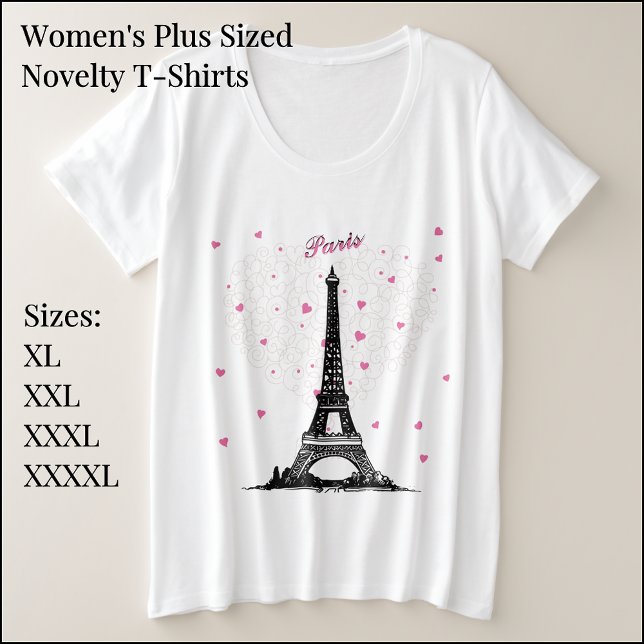 Camiseta básica de Paris, tamanho mais feminino (Criador carregado)