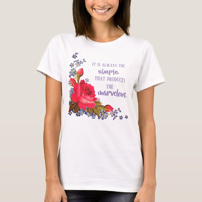 Camiseta básica de Rosa simples para mulheres (Frente)