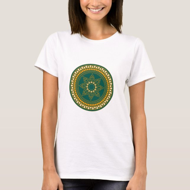 Camiseta básica de uso feminino (Frente)