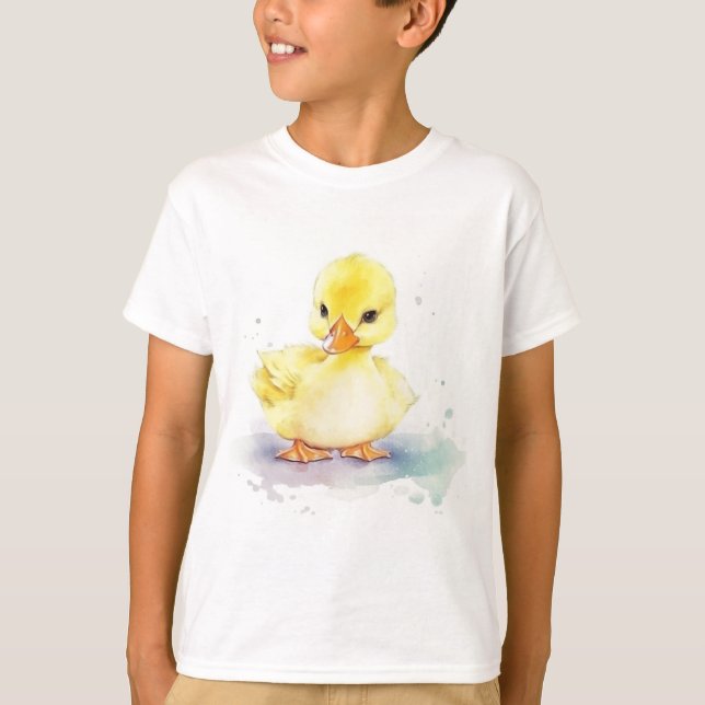 Camiseta Básica do Bebê Duck 2 Watercolor Kid (Frente)