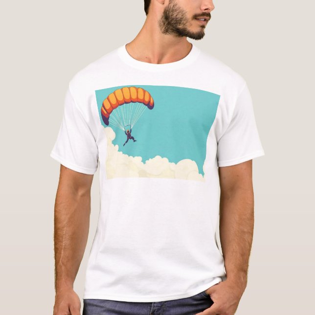 Camiseta Básica dos Homens do Paraquedista Moderno (Frente)