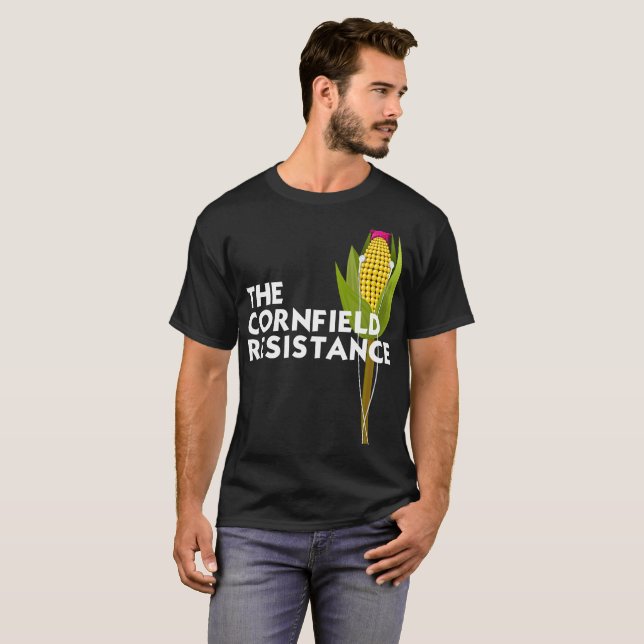 Camiseta básica escura, a resistência de Cornfield (Frente Completa)