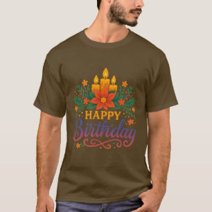 Camiseta Básica Escura com Vela de Aniversário Fel