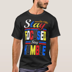 camiseta básica escura Fique focado, seja humilde