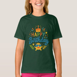 Camiseta Básica Feliz Aniversário Meninas Sol Cute