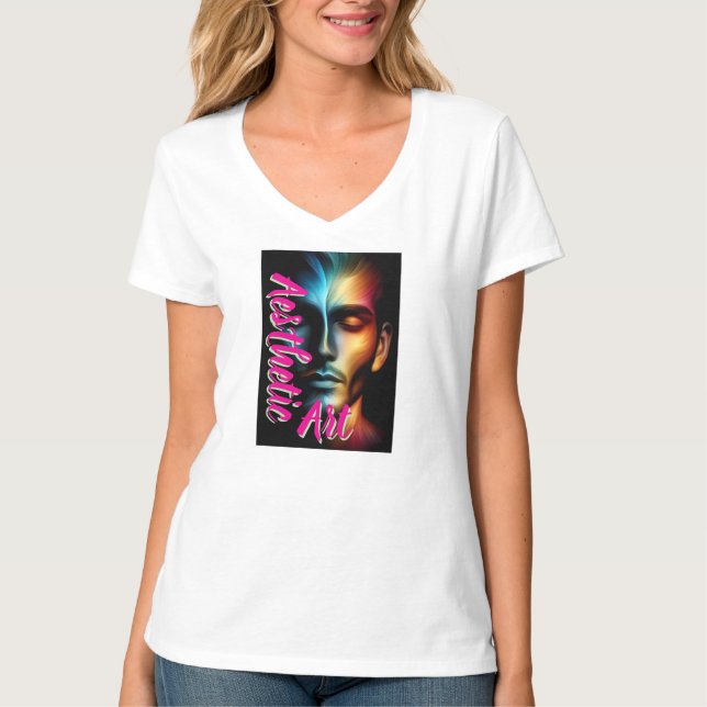 Camiseta Básica Feminina com Decote em V (Frente)