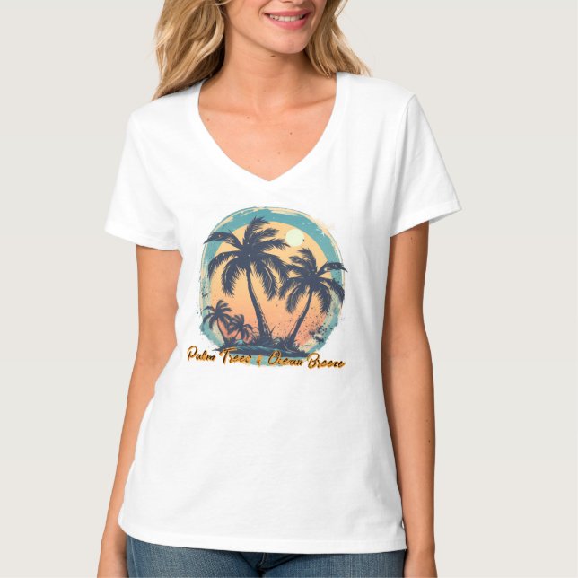 Camiseta Básica Feminina com Decote em V (Frente)