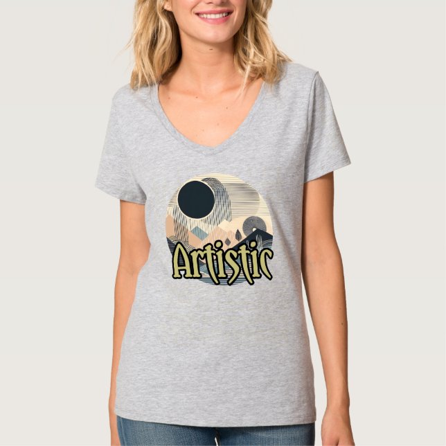 Camiseta Básica Feminina com Decote em V (Frente)