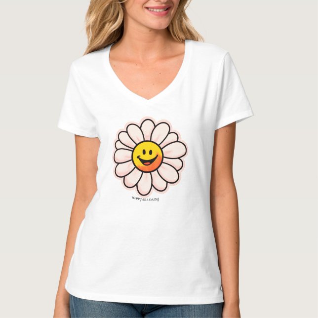 Camiseta Básica Feminina com Decote em V (Frente)
